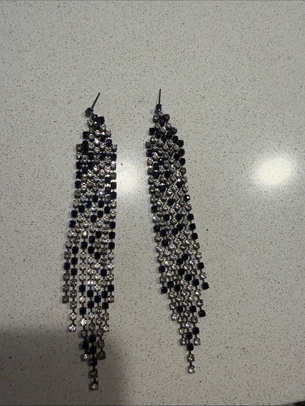 INC International Concepts Black and Silver Cascade Fringe Earrings